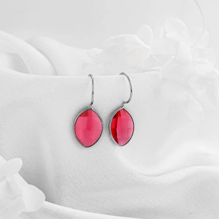 Silver Cherry Pink Crystal Earrings Giva