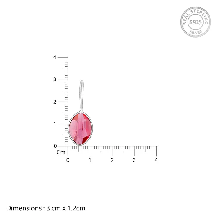Silver Cherry Pink Crystal Earrings Giva