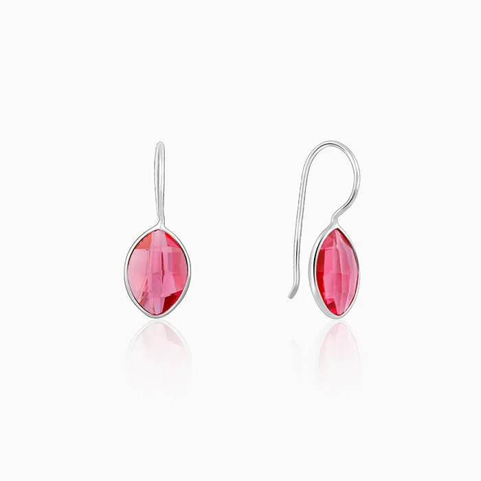 Silver Cherry Pink Crystal Earrings Giva