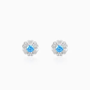 Silver Cobalt Blue Blooming Flower Earrings Giva