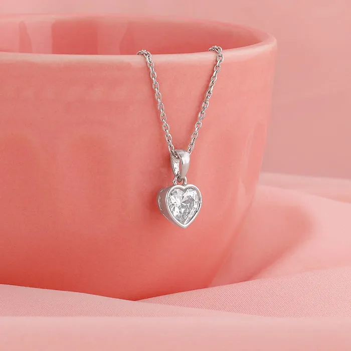 Silver Coeur Pendant with Link Chain Giva