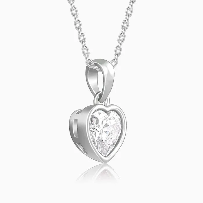 Silver Coeur Pendant with Link Chain Giva