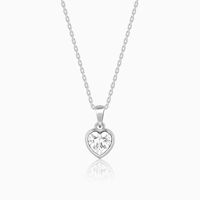 Silver Coeur Pendant with Link Chain Giva