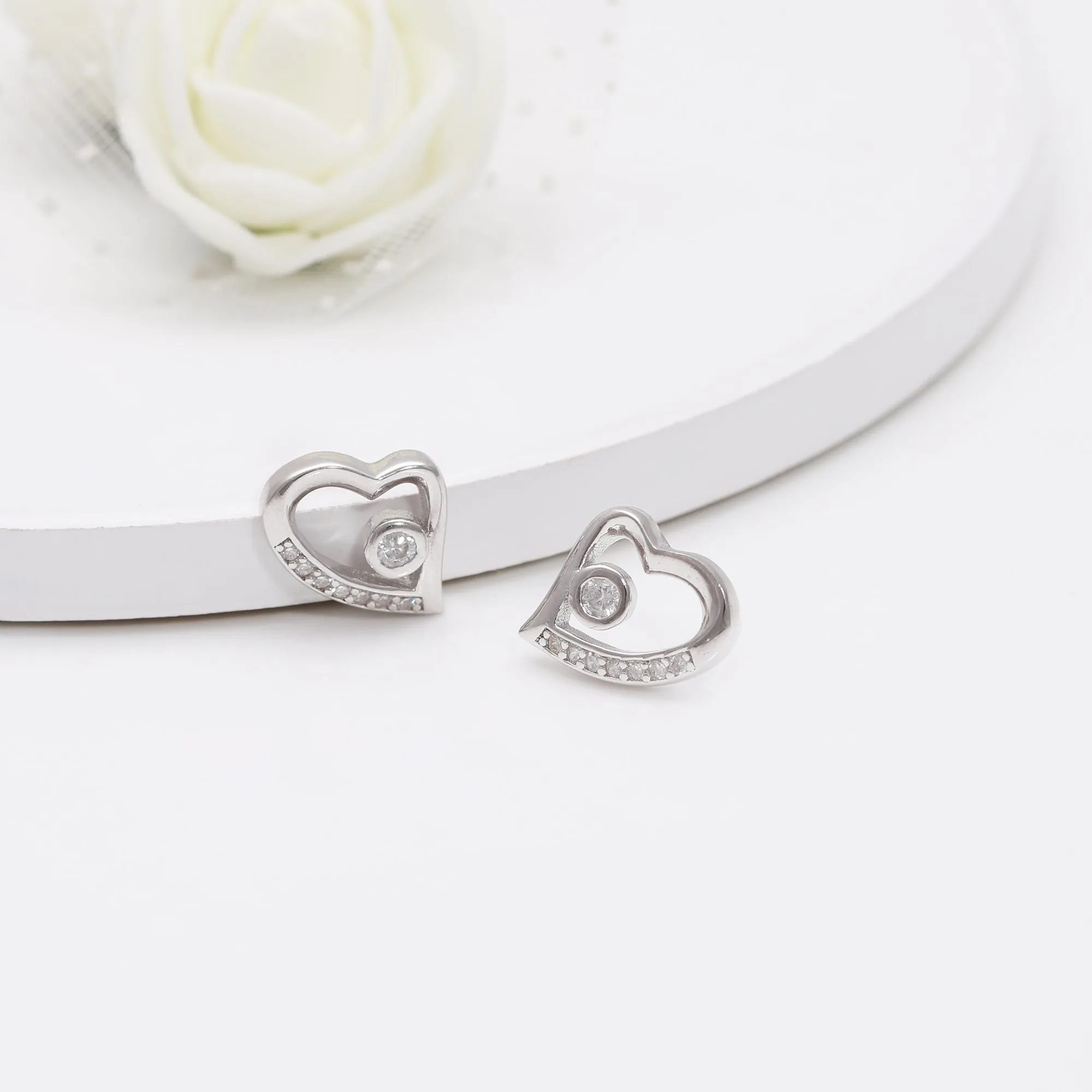Silver Cupid Heart Stud Earrings Giva