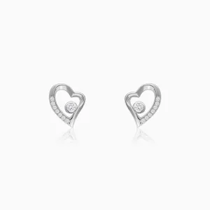 Silver Cupid Heart Stud Earrings Giva