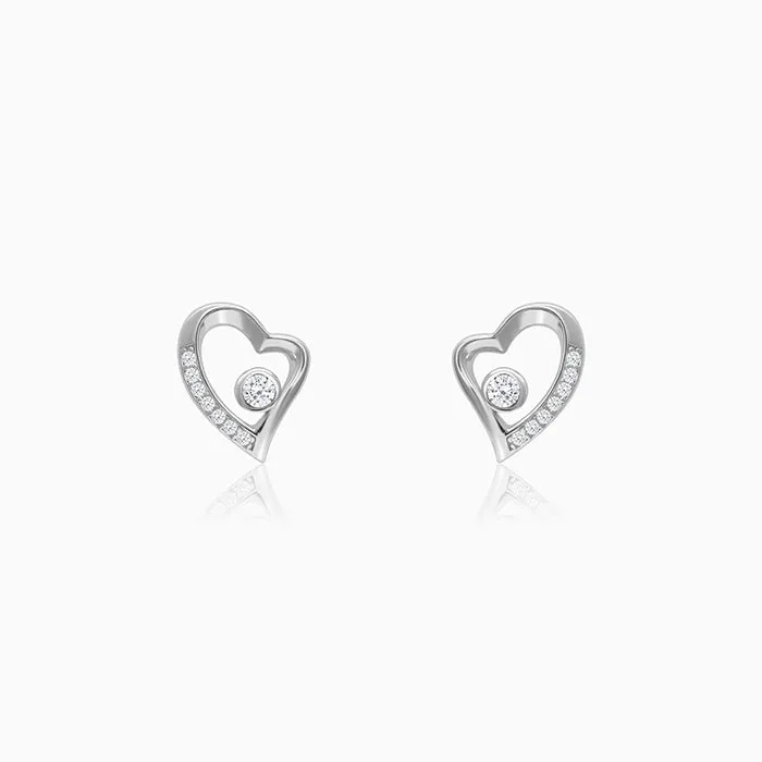 Silver Cupid Heart Stud Earrings Giva
