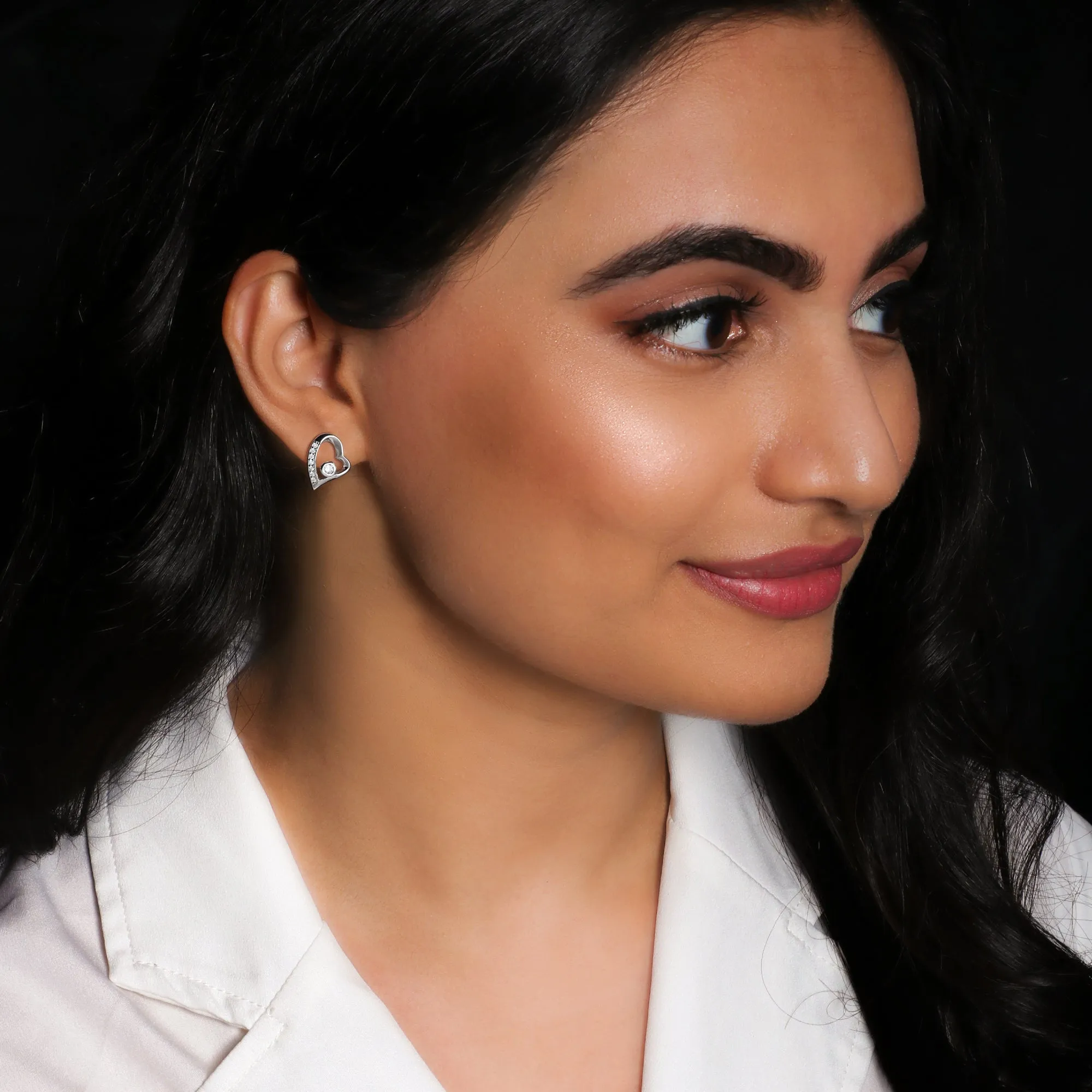 Silver Cupid Heart Stud Earrings Giva