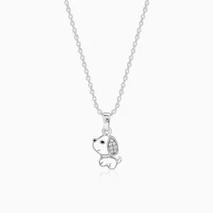Silver Cute Puppy Kids Pendant With Link Chain Giva