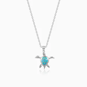 Silver Cute Turtle Pendant With Link Chain Giva