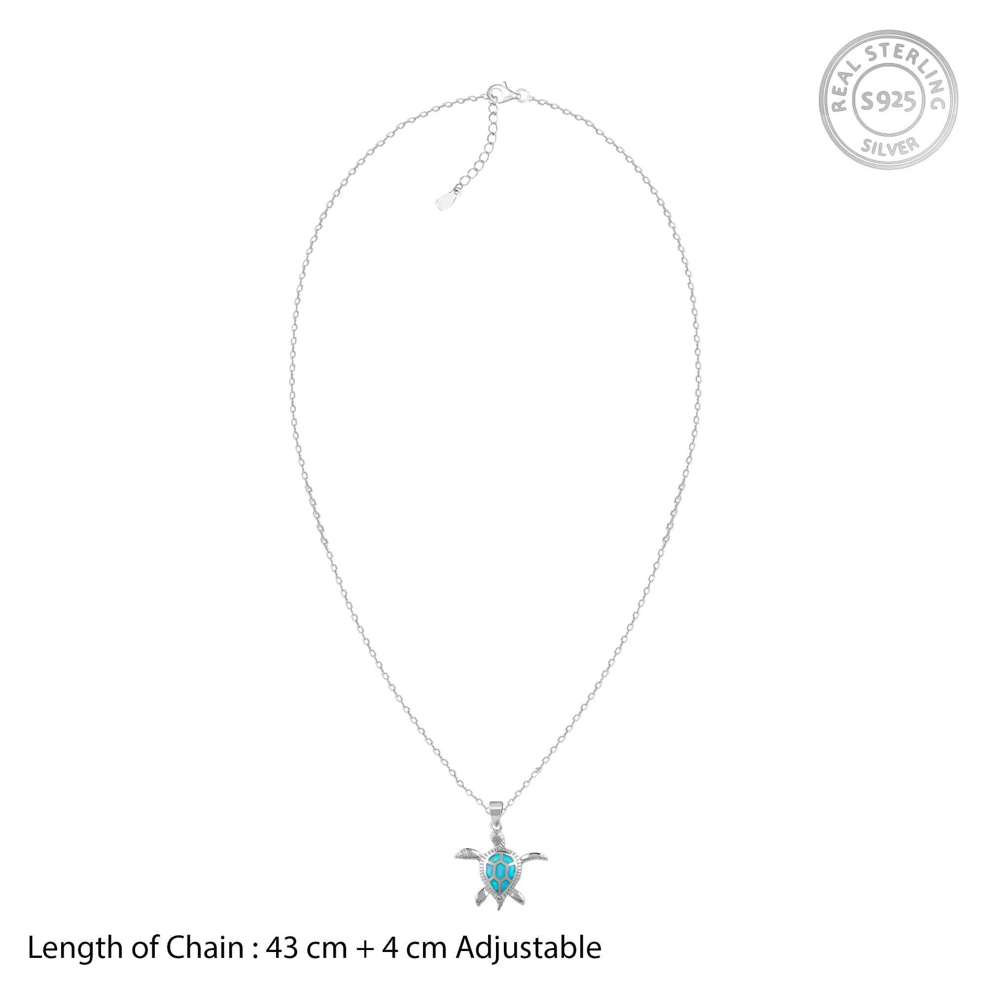 Silver Cute Turtle Pendant With Link Chain Giva