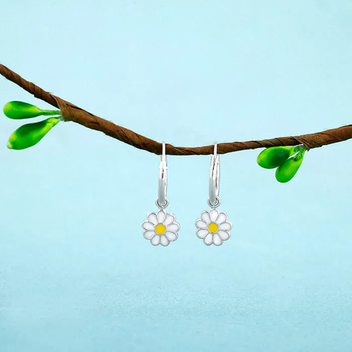 Silver Daisy Kids Hoop Earrings (4-12 yrs) Giva