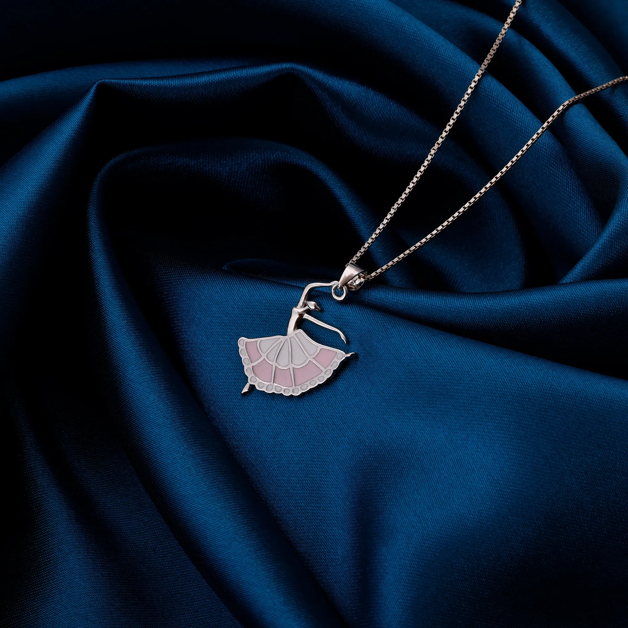 Silver Dancing Ballerina Pendant with Box Chain Giva