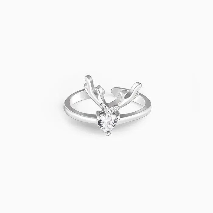 Silver Deer Heart Ring Giva
