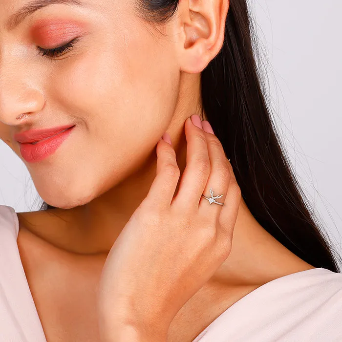 Silver Deer Heart Ring Giva