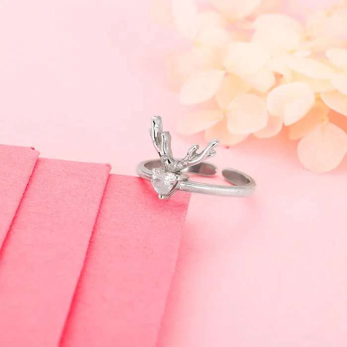 Silver Deer Heart Ring Giva