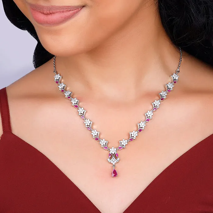 Silver Dewy Blossoms Necklace Giva