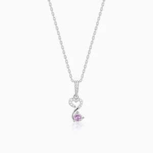 Silver Double Heart Infinity Pendant With Link Chain Giva