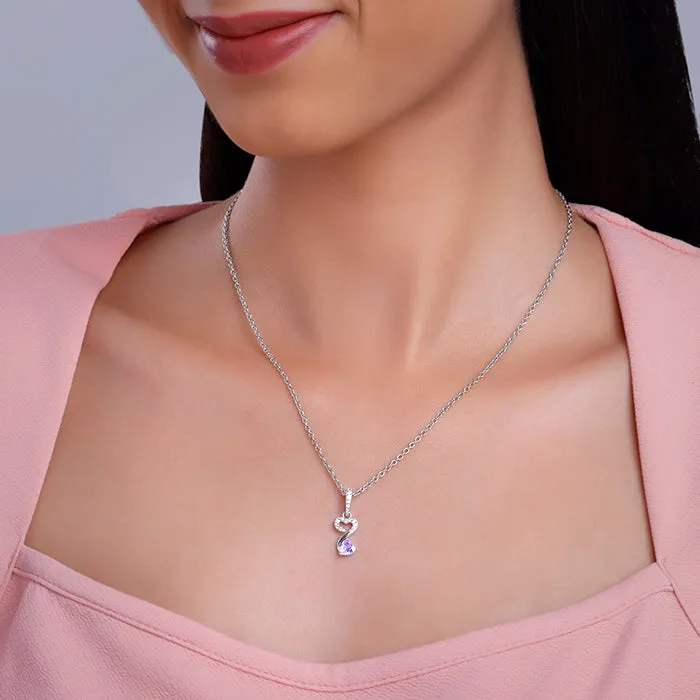 Silver Double Heart Infinity Pendant With Link Chain Giva