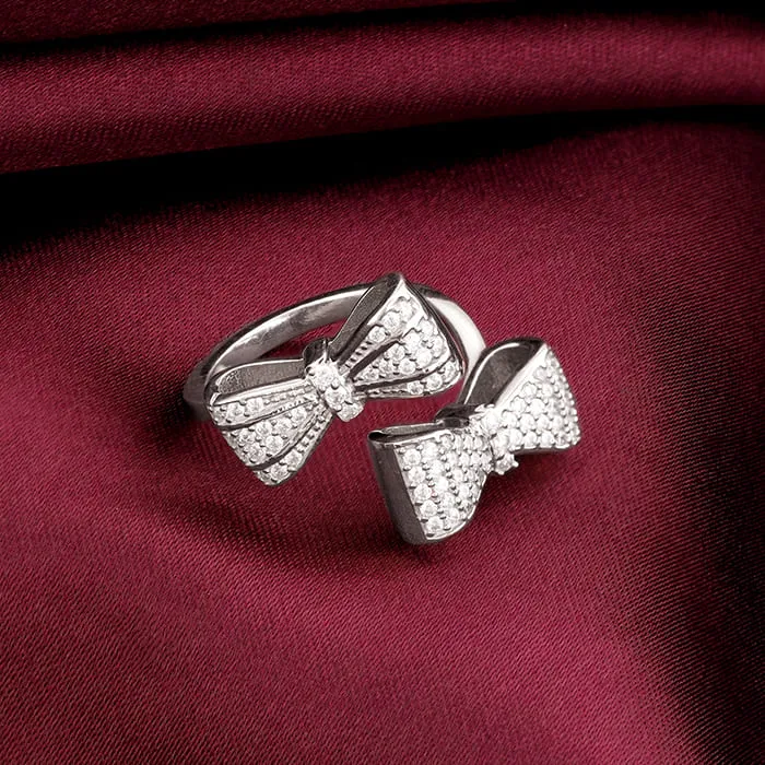 Silver Dual Bow Ring Giva