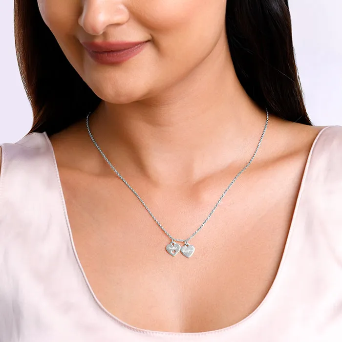 Silver Dual Heart Name Personalised Necklace Giva