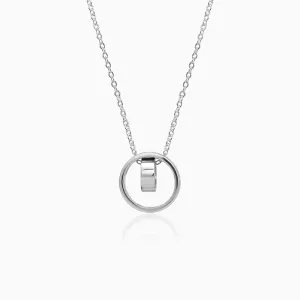 Silver Dual Ring Pendant with Link Chain Giva