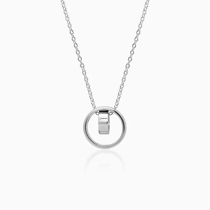Silver Dual Ring Pendant with Link Chain Giva
