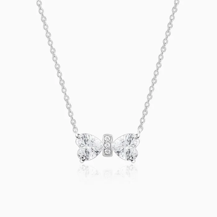 Silver Eloquent Bow Necklace Giva