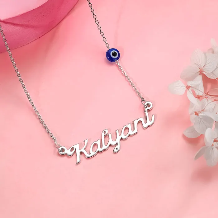 Silver Evil Eye Personalised Name Necklace Giva