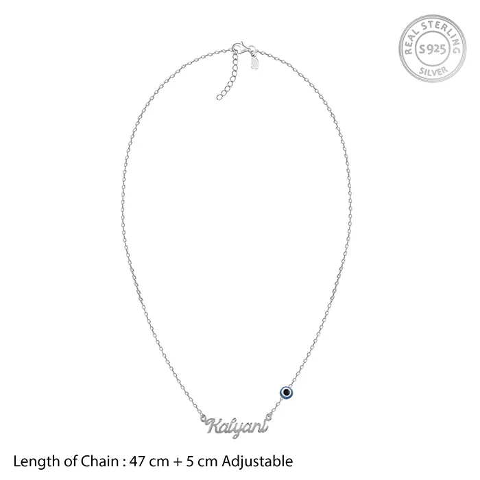 Silver Evil Eye Personalised Name Necklace Giva