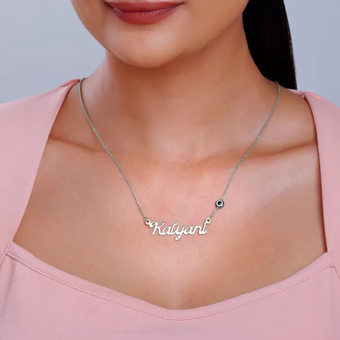 Silver Evil Eye Personalised Name Necklace Giva
