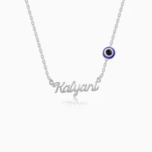 Silver Evil Eye Personalised Name Necklace Giva
