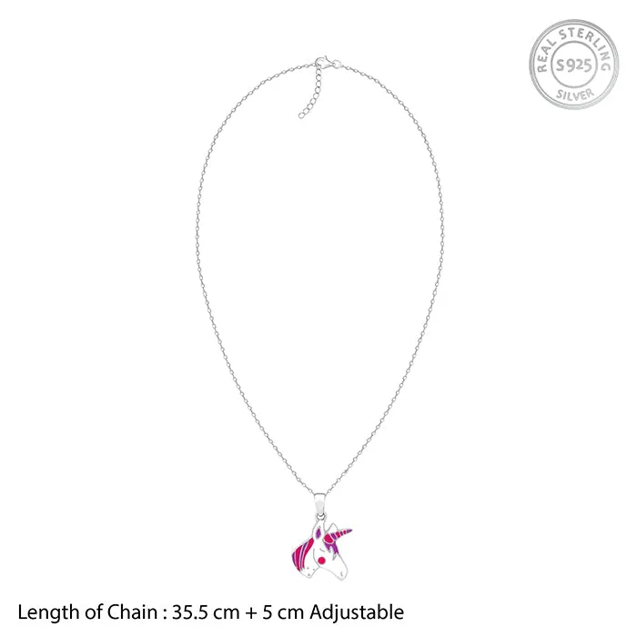 Silver Fairy Unicorn Kids Pendant With Link Chain Giva