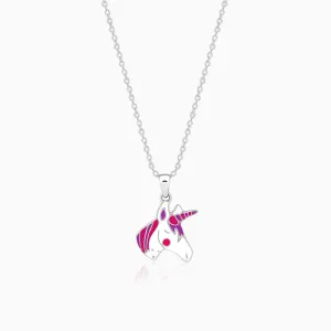 Silver Fairy Unicorn Kids Pendant With Link Chain Giva