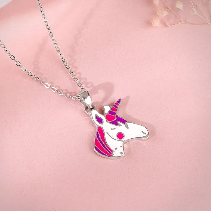 Silver Fairy Unicorn Kids Pendant With Link Chain Giva