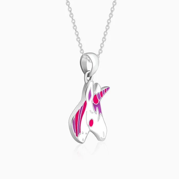 Silver Fairy Unicorn Kids Pendant With Link Chain Giva