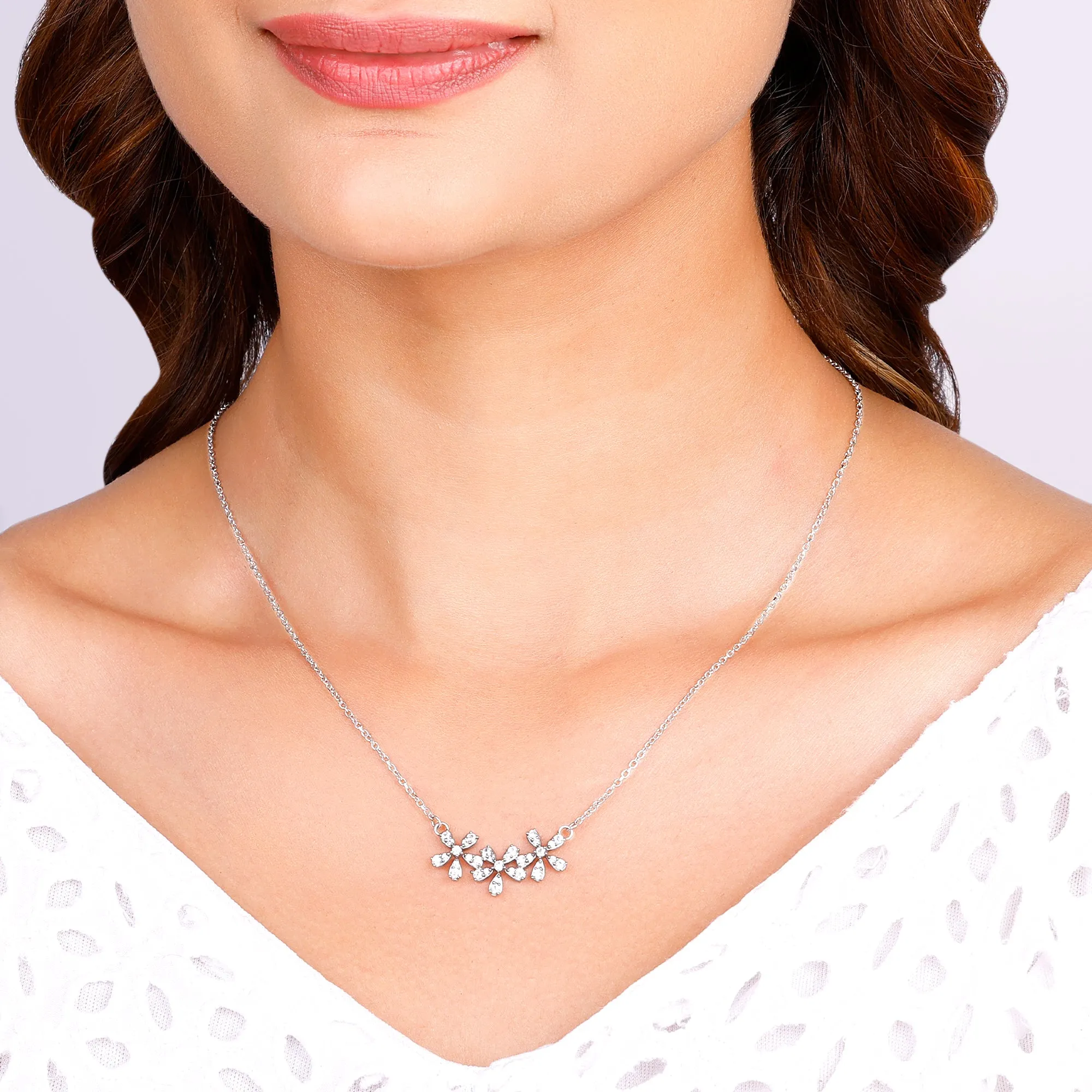 Silver Floral Enchantment Necklace Giva