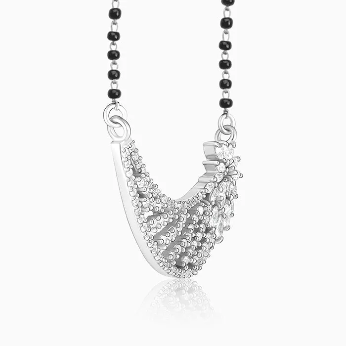 Silver Floral Mangalsutra Giva