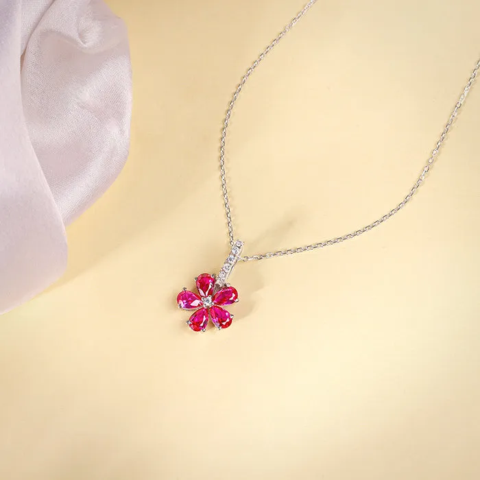 Silver Floral Perfect Pendant With Link Chain Giva