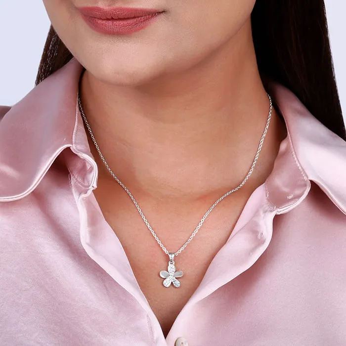 Silver Flower Pendant With Link Chain Giva