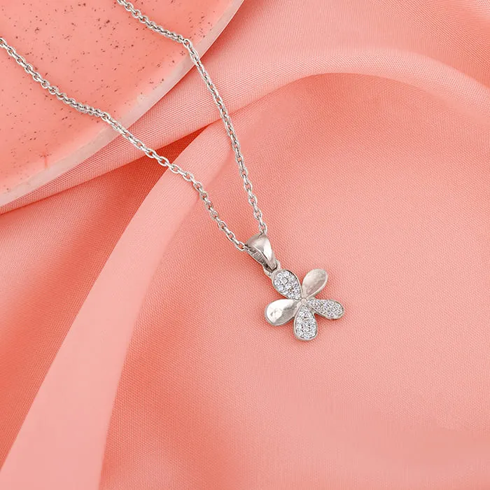 Silver Flower Pendant With Link Chain Giva