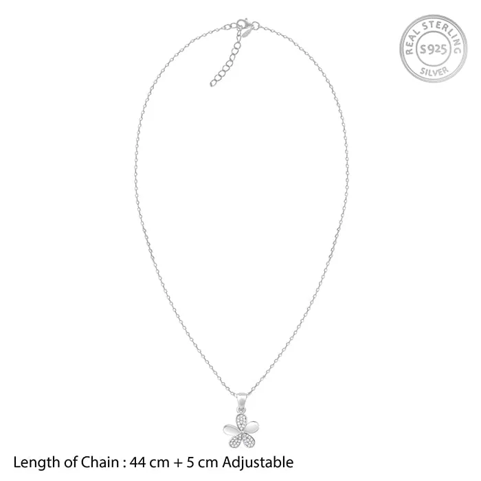 Silver Flower Pendant With Link Chain Giva