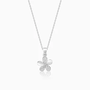 Silver Flower Pendant With Link Chain Giva