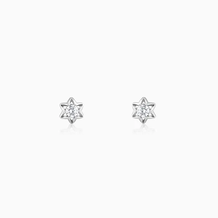 Silver Flower Star Stud Earrings Giva