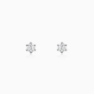 Silver Flower Star Stud Earrings Giva