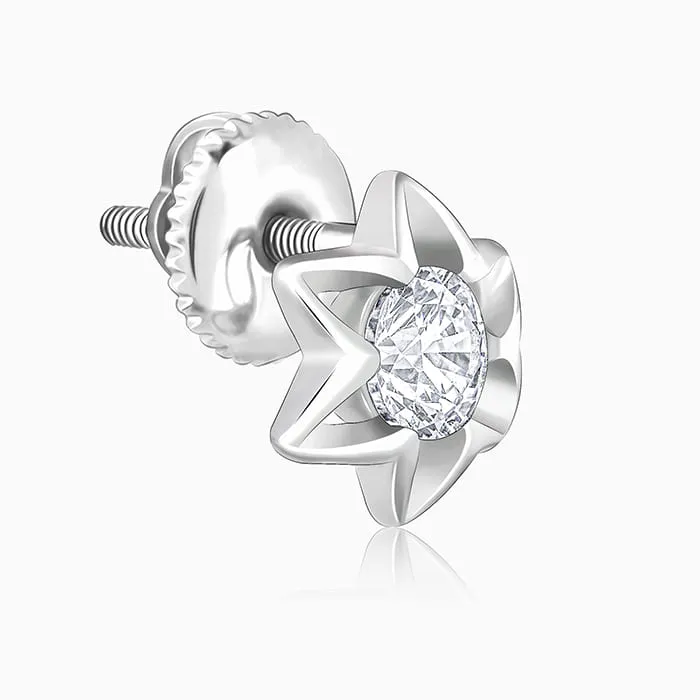 Silver Flower Star Stud Earrings Giva