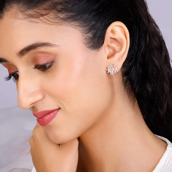 Silver Flower Wreath Stud Earrings Giva