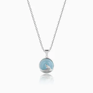 Silver Gleaming Blue Fish Tail Pendant with Link Chain Giva