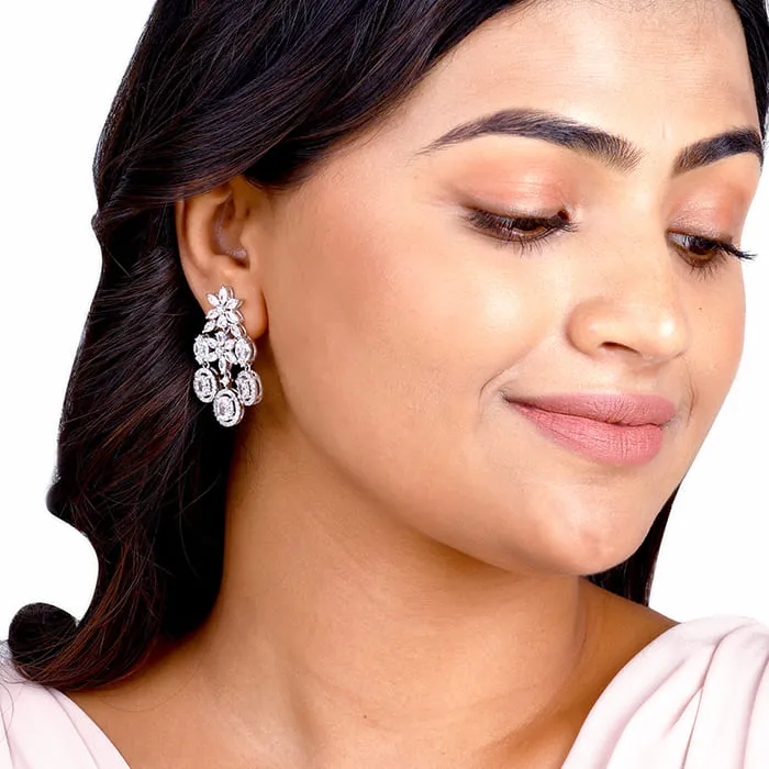 Silver Gleaming Bridal Drop Earrings Giva