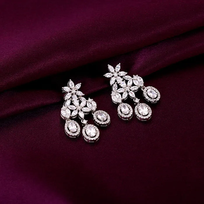 Silver Gleaming Bridal Drop Earrings Giva