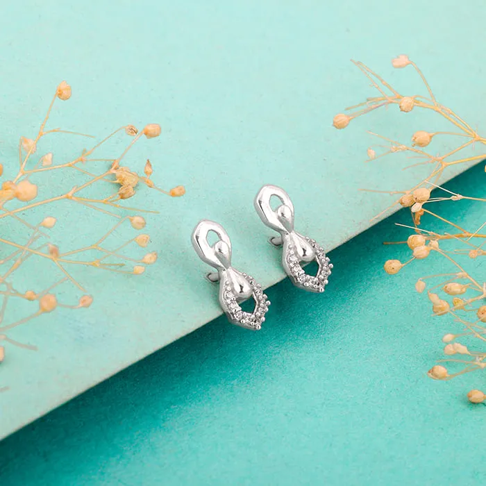 Silver Glittering Hexagon Earrings Giva